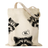 Sitsink bolsa tote con mapache dibujado, ideal para uso diario con toque divertido.
