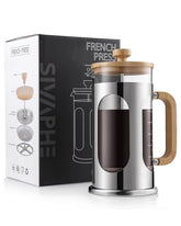 Prensa Sivaphe 34oz en vidrio borosilicato con tapa de bambu para cafe claro