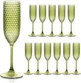 Copas SKLENICE de champán plástico irrompibles verde para bodas y fiestas al aire libre.