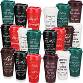 Skylety 60-pack de tazas cristianas con tapas para compartir en eventos.