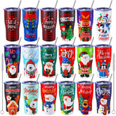 Skylety vaso termico 20oz con tapa y pajilla para bebidas festivas.