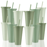 Skylety tazas de plástico verde salvia con gradientes, ideales para servir bebidas con estilo.