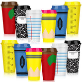 Skylety vaso plástico 16oz con tapa y diseño de lápiz, ideal para regalos a docentes.