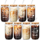 Vaso de cristal Skylety 16 onzas con tapa de bambú para bebidas frías
