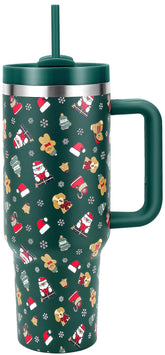 Taza navideña Skywerc de 40 oz con asa, lista para fiestas y viajes.