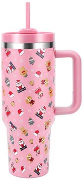 Skywerc tumbler con mango, diseño navideño, ideal para bebidas frías o calientes durante el día