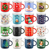 Taza esmaltada Sliner con muñeco de nieve, ideal para café o chocolate caliente.