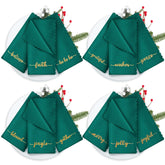 Sliner servilletas verde navidad bordadas doradas para mesa festiva