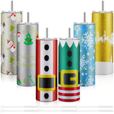 Vaso Sliner navideño 20 oz con brillo y tapa, ideal para bebidas calientes