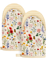 Guantes de horno Slohif con diseño floral vintage beige para cocinar con estilo.
