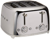 Tostadora SMEG 50s con 4 rebanadas y acabado en acero, ideal para desayunos