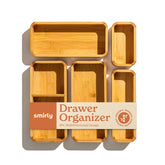 Smirly organizador cajon bambú, 5 piezas, optimiza utensilios.