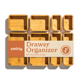 SMIRLY organizador de cajón de bambú, set de 8 piezas para utensilios grandes y pequeños.