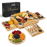 SMIRLY tabla de quesos grande con accesorios, ideal para reuniones y aperitivos.