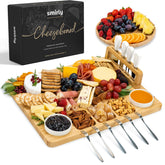 SMIRLY tablero charcutería grande en bambú para presentar quesos y embutidos con estilo.