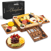 Tablero SMIRLY de charcutería grande en nogal para reuniones.