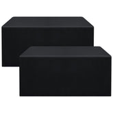 Mantel ajustado Smiry negro para mesa rectangular 72x30, ideal para ferias y presentaciones limpias