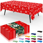 Mantel desechable Smiry, rojo y blanco, ideal para cenas y fiestas sin limpieza.