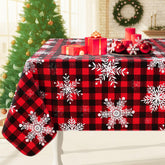 Mantel Smiry navidad rectangular impermeable con respaldo de franela para proteger la mesa.
