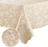 Smiry mantel rectangular beige con bordes festoneados para cena elegante y protegida