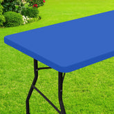Mantel rectangular Smiry para picnic azul, ideal para mesa de seis pies