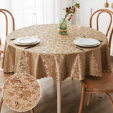 Mantel Smiry redondo marrón con relieve floral para un toque elegante.