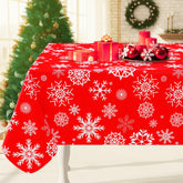 Smiry mantel rectangular navidad, frente con copos de nieve para mesa festiva