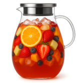 Jarra Snaiio de vidrio 2,5 L con tapa frontal para servir bebidas.