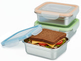 SnapMate: contenedor sándwich azul, duradero para almuerzos diarios.