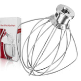 Batidor SnnyNyx K45WW de 6 hilos en acero inoxidable para KitchenAid, enfoque en el batidor