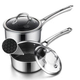 SNOWCLAD cazo para salsa de 1.5 qt con tapa, recubrimiento antiadherente duradero