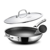 Wok SNOWCLAD 13 pulgadas con revestimiento antiadherente para cocinar con menos grasa