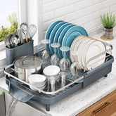 SNTD estante extensible para platos optimiza espacio en cocinas pequeñas.