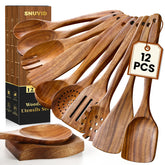 Set de utensilios Snuvid de madera teca 12 piezas para cocinar con suavidad