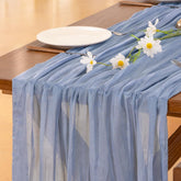Socomi mantel de gasa azul empolvado para bodas, ideal para mesa elegante.