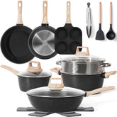 SODAY juego de ollas y sartenes de 17 piezas para cocina completa y versátil.