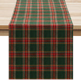Softalker corredor de mesa Navidad verde con cuadros, ideal para cenas festivas.