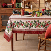 Softalker Mantel Jacquard Navidad Acebo; ideal para cenas festivas.
