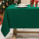 Softalker mantel jacquard navidad con líneas geométricas verdes, ideal para mesas festivas