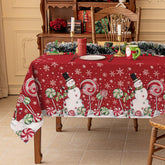 Softalker mantel navideño rectangular con muñeco de nieve y dulces para la mesa.