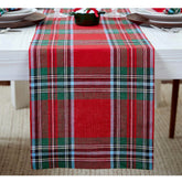 Solino Home Camino de mesa lino rojo, vista frontal, ideal para mesas de comedor.