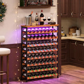 Sonyabecca estante vino 64 botellas con iluminacion LED para exhibir coleccion