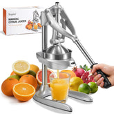 Imagen frontal del Sopito exprimidor cítrico manual con estructura metálica estable para jugo.