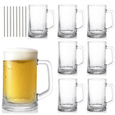 SOUJOY Stein de vidrio 12 oz con asa, ideal para cervezas frías.