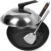 Souped Up Recipes sartén de acero al carbono en uso para salteados eficientes