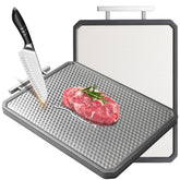 SOURCEBEAT tabla de cortar acero inoxidable dos caras, segura para carne cruda y cocinada