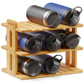 SpaceAid organizador de botellas en bambú con tres niveles para ahorrar espacio
