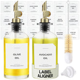 Spaceneat aceitera de oliva con dispensador de vidrio dorado para cocina elegante.