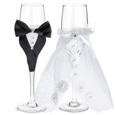 Sparkle and Bash copas boda novia-novio para brindis elegante