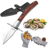 Kit SPEENSUN para ostras con cuchillo ergonómico y mango de madera.